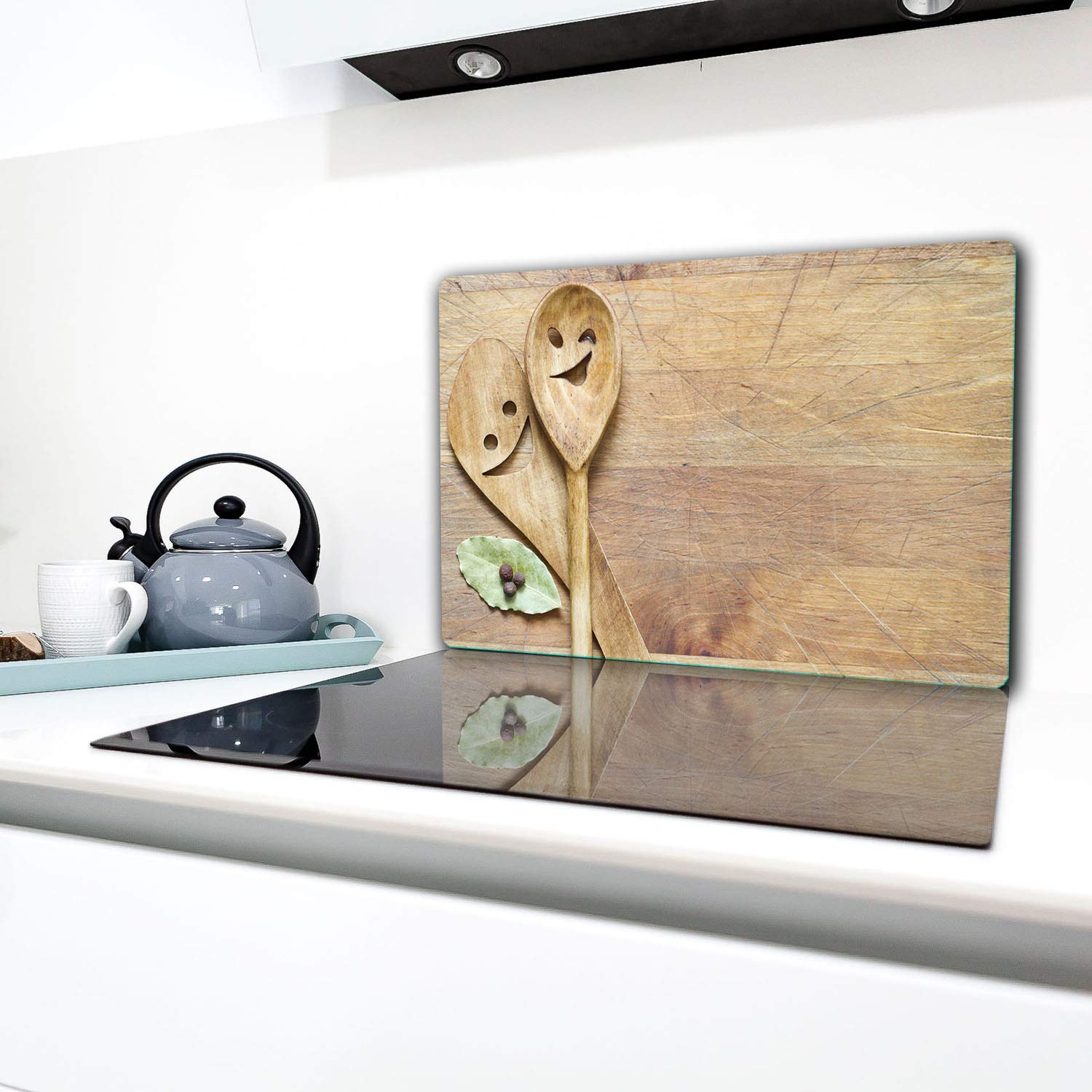 TMK ArtDeko – Placa Protectora Vitrocerámica 1 Pieza 80x52 cm – Cubre Placa de Inducción de Cristal Templado 4 mm – Tabla de Cocina de Vidrio Multifuncional y Protector Antisalpicaduras