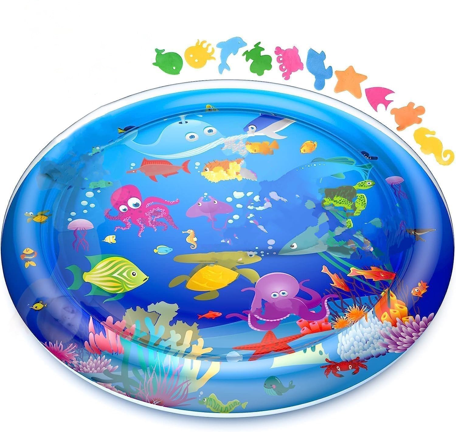 TEC TAVAKKAL Baby Kids Circle Water Play Mat Toys Inflatable Tummy Time Leakproof Water Play Mat, Fun Activity Play Center Indoor and Outdoor Water Play Mat for Baby, Pack of 1
