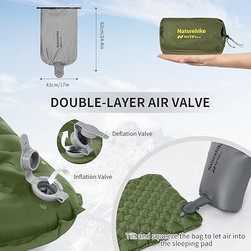 Miniatura 6 de Naturehike Colchoneta de dormir ultraligera de 25 onzas, almohadilla de dormir inflable aislada 4.6R, alfombrilla de dormir ligera para acampar,