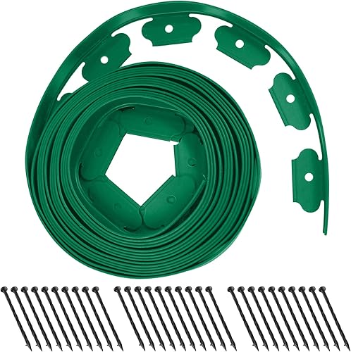KoKoWill Kit de bordes de paisaje sin excavación, borde de jardín de 33 pies de longitud con 30 picos para paisajismo, césped, jardines de flores,