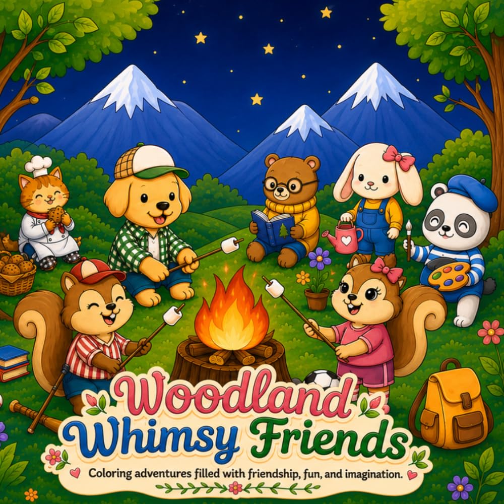 Woodland Whimsy Friends: Coloring adventures filled with friendship, fun and imagination
