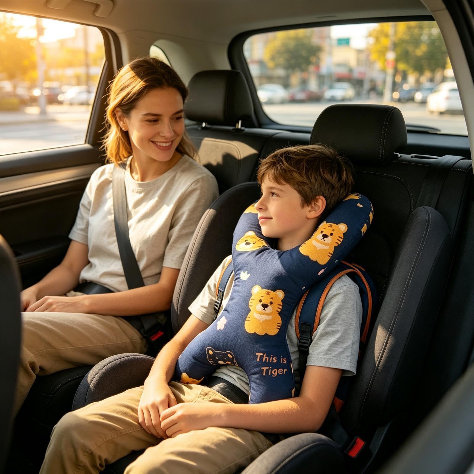 Almohada de coche para niños en forma de H, cojín de apoyo para el cuello