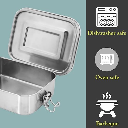 Miniatura 5 de Stainless Steel Bento Box, Food Storage Containers 2.5 Cups, Salads or One Meal Tiffin, Small Bento Lunchbox, Easy to open secure clips, Durable,