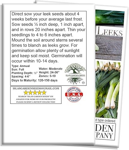 Miniatura 4 de Semillas grandes de puerro con bandera estadounidense para plantar, más de 500 semillas de reliquia por paquete, semillas de jardín de Isla
