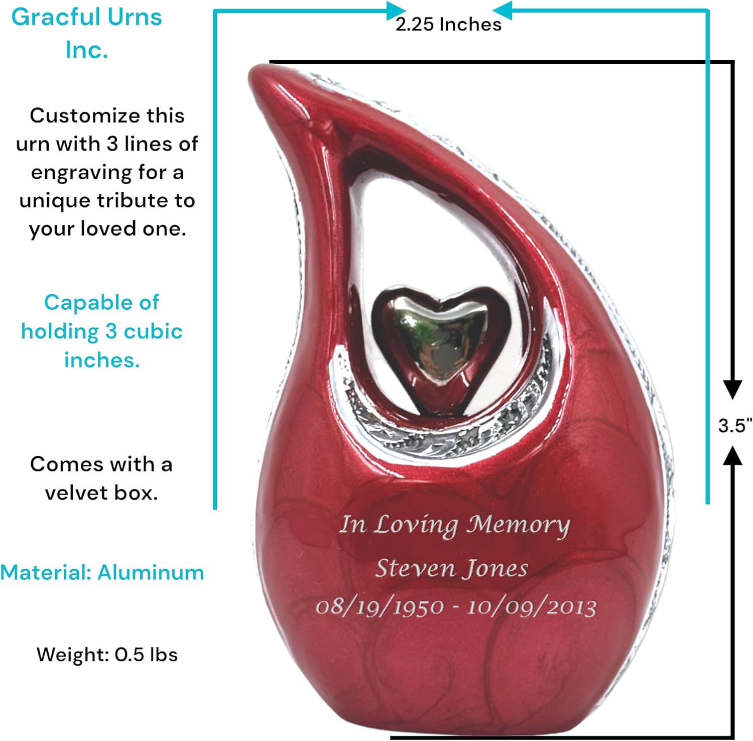 Red Keepsake Urn - Miniature Red Teardrop Urn - Mini Red Urn - Small Red Urn - Tiny Red Urn - Unique Red Keepsake - Red Mini Urns