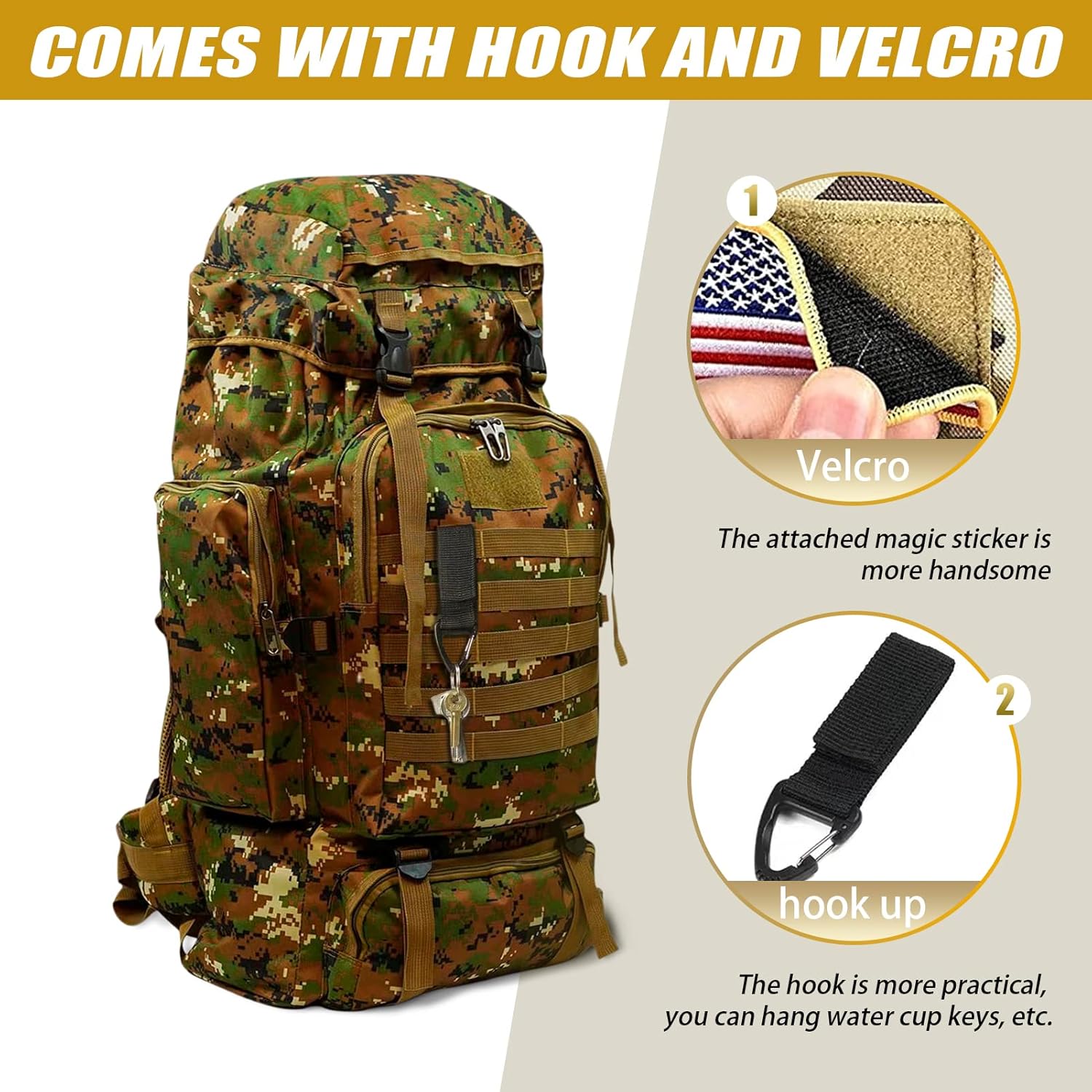 75 liters camping trekking military tactical backpack travel backpack hunting backpack (Classic jungle colors)