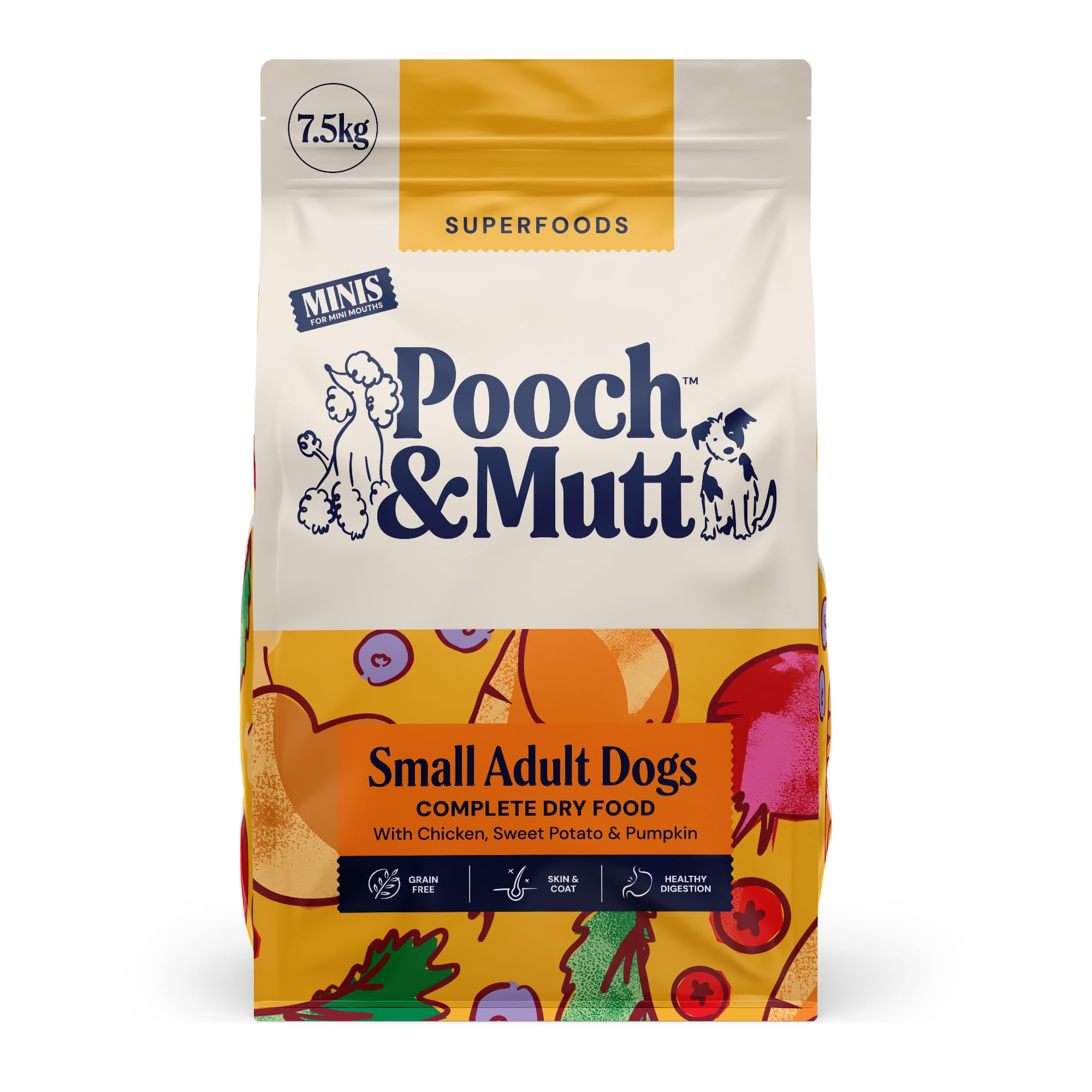 Pooch & Mutt - Adult Minis Superfood Complete Dry Dog Food, Chicken, 7.5kg