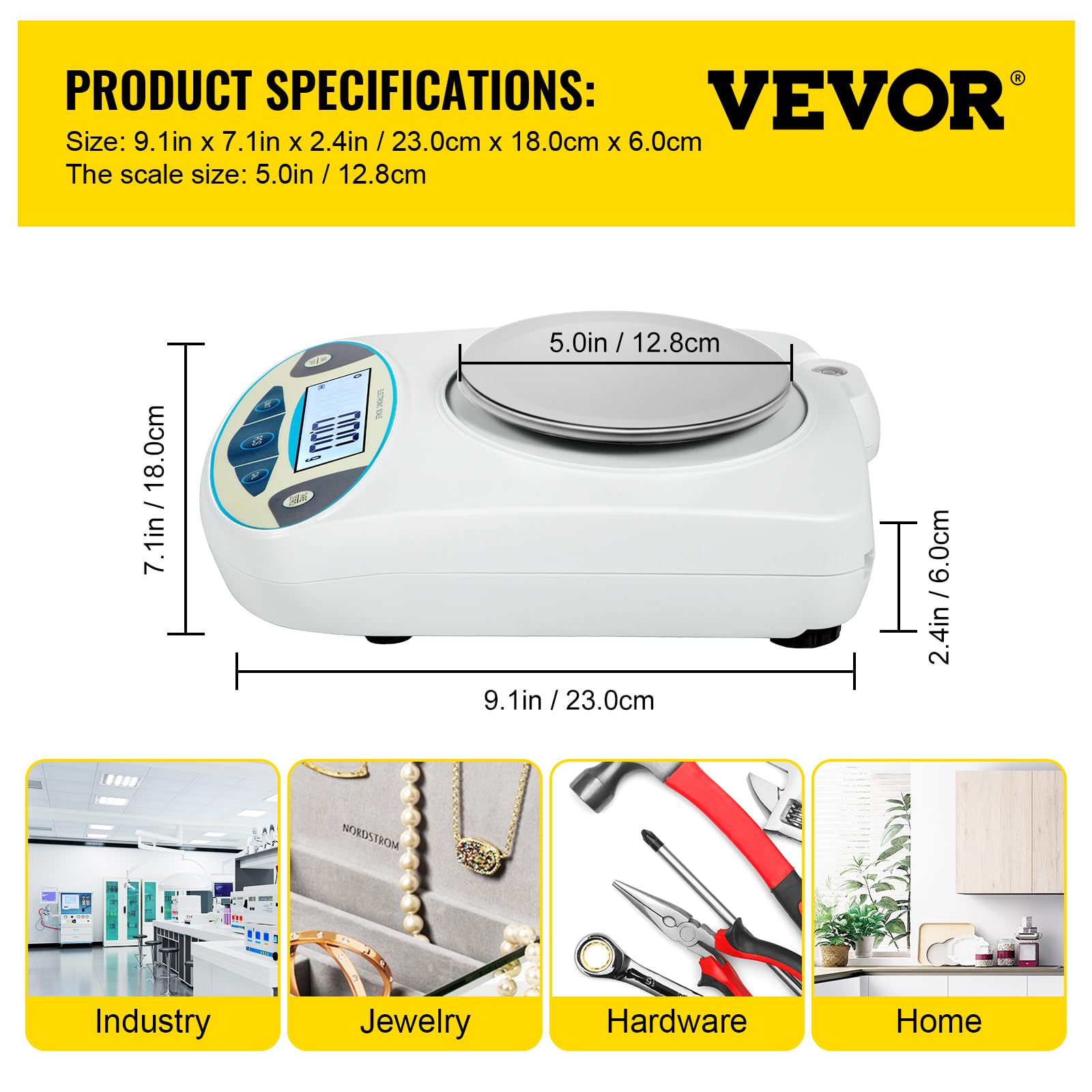 VEVOR Präzisionswaage 3000g 0.01g Digitale Labor-Analysewaage Feinwaage Milligramm Waage weiß