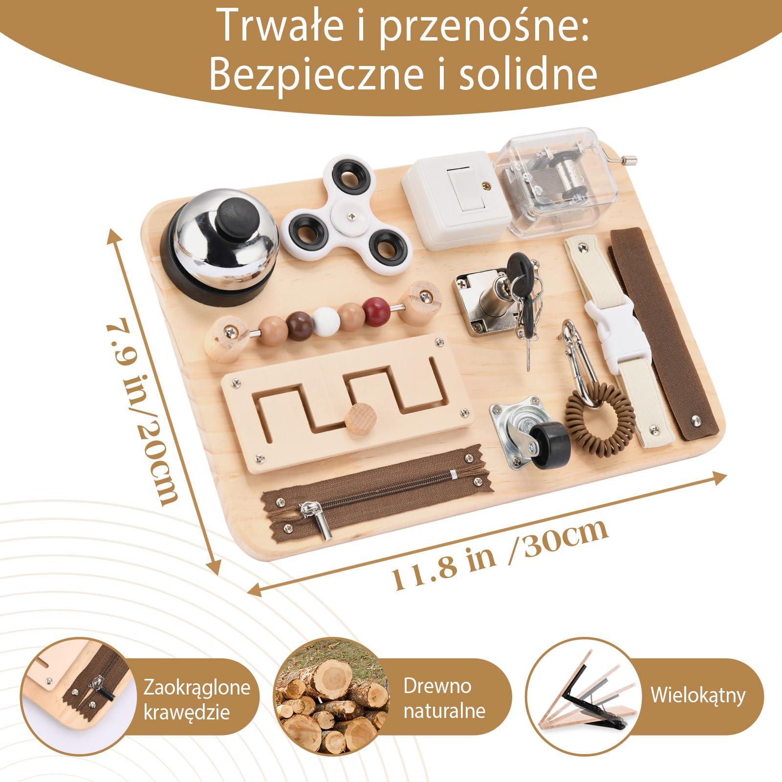 Multisensoryczna tablica manipulacyjna typu fidget dla seniorów – ćwiczenia motoryki, koncentracji i pamięci przy demencji, Alzheimerze, ADHD i autyzmie