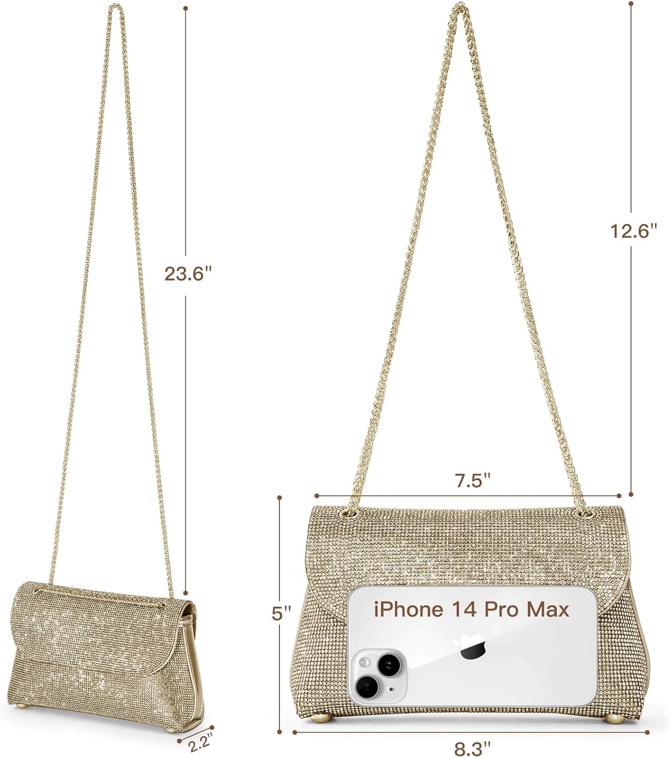 Clutch Purses for Women Crossbody Purse Rhinestone Evening Bag Wedding Cocktail Party Shoulder Bags | Rhinestone Purse, Sparkly Handbags, for Wedding