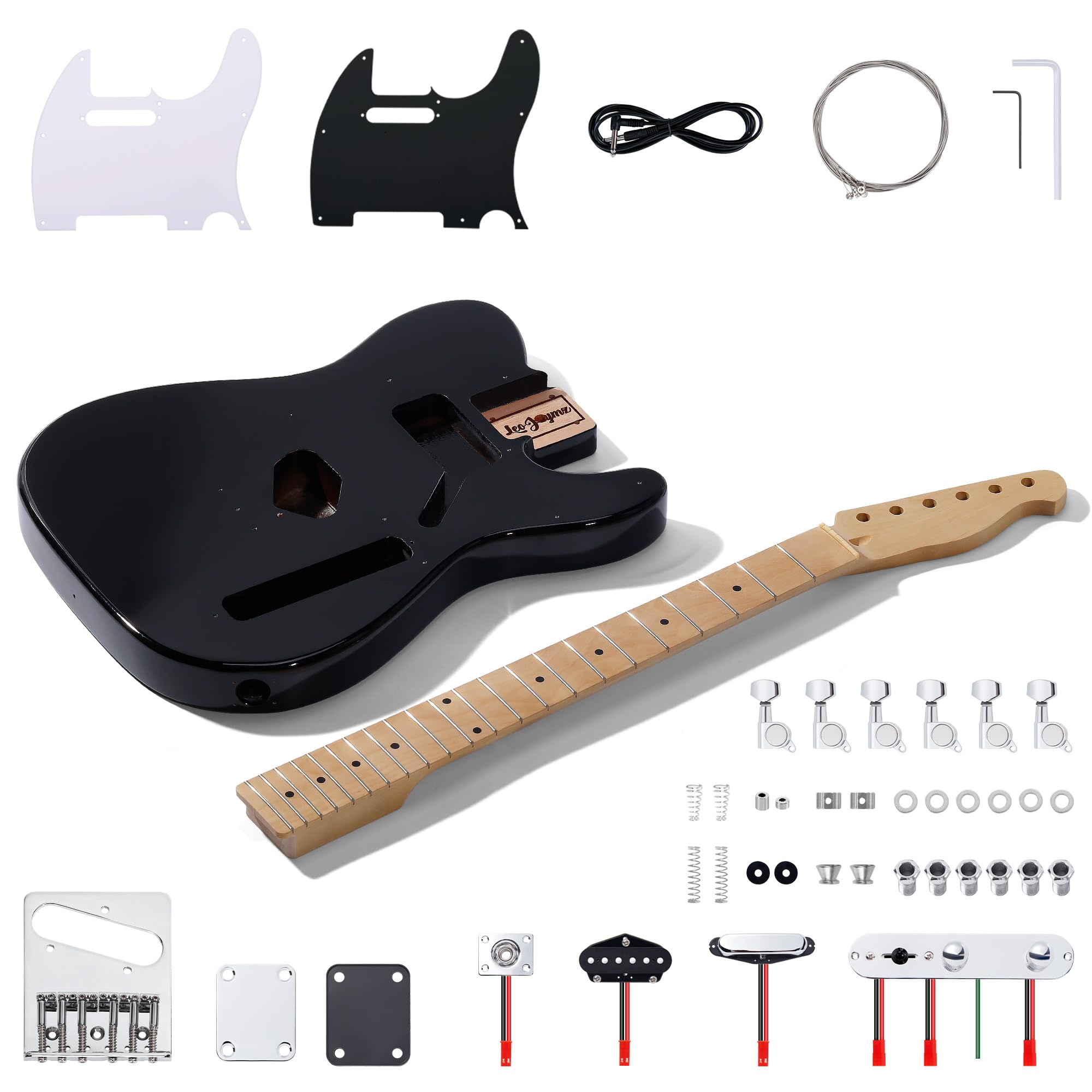 Leo Jaymz DIY TL Style Electric Guitar Kits,Spray-painted Mahogany Body,Maple Neck, including all Components (TL Black)