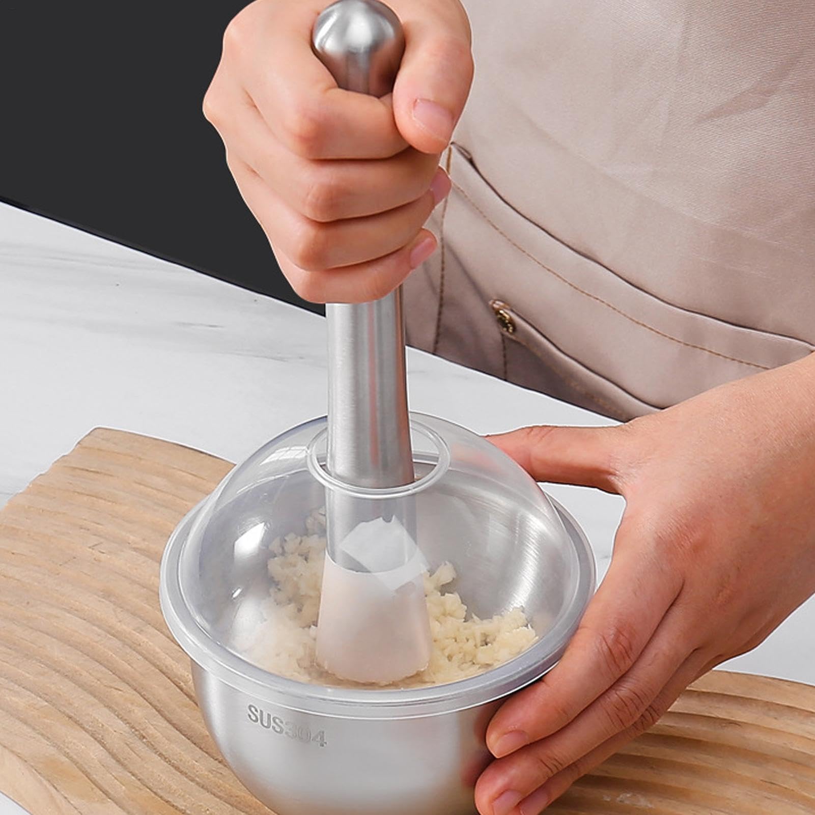 Prensa manual de acero inoxidable para trituradora de ajos, trituradora de condimentos de mano para la cocina del hogar, preparación de comidas, fiesta, restaurante, barbacoa