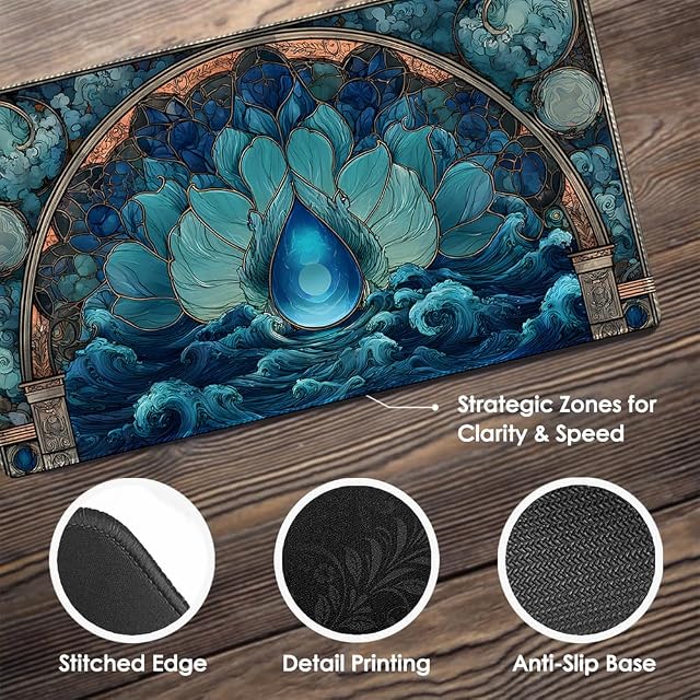 Foto 4 de 4 de Alfombrilla de Juego MTG PLAYMAT + Bolsa impermeable negra, bordes cosidos, superficie de goma lisa