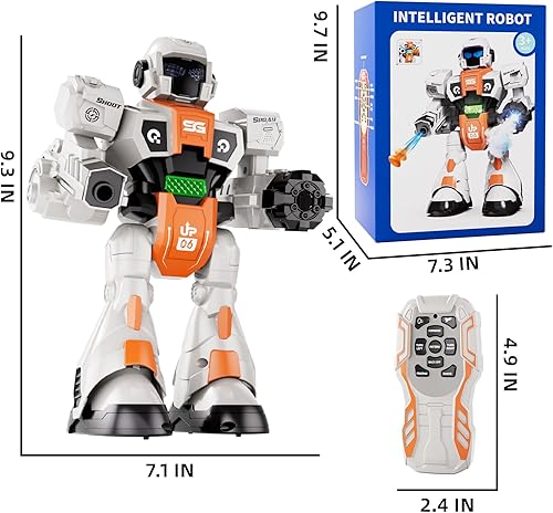 Miniatura 7 de Juguetes robot, juguetes de robot de control remoto para niños de 3-5, 4, 6, 6-8, robots RC con spray de baile de música para caminar, kits de bots
