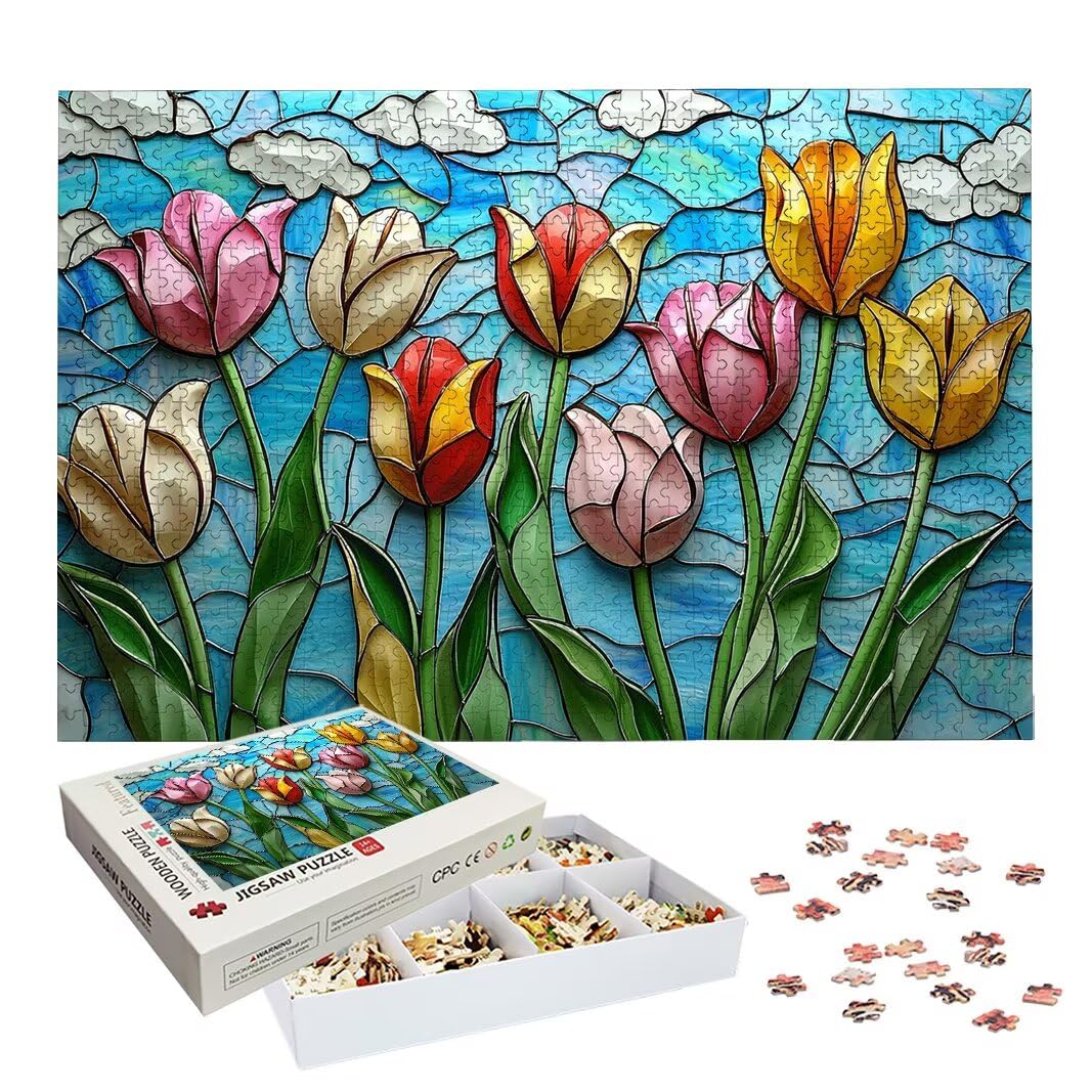 Puzzle 2000 Piezas, Puzzle Tulipán de Madera para Adultos, Regalos -2636