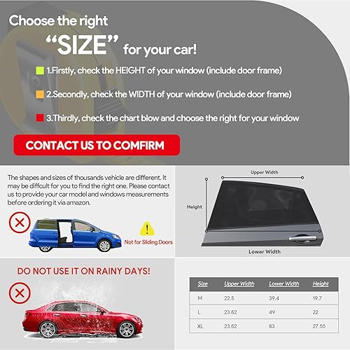 Miniatura 6 de Persianas para ventana de automóvil, paquete de 2 parasoles de malla transpirable para ventana lateral de automóvil, pantallas elásticas para