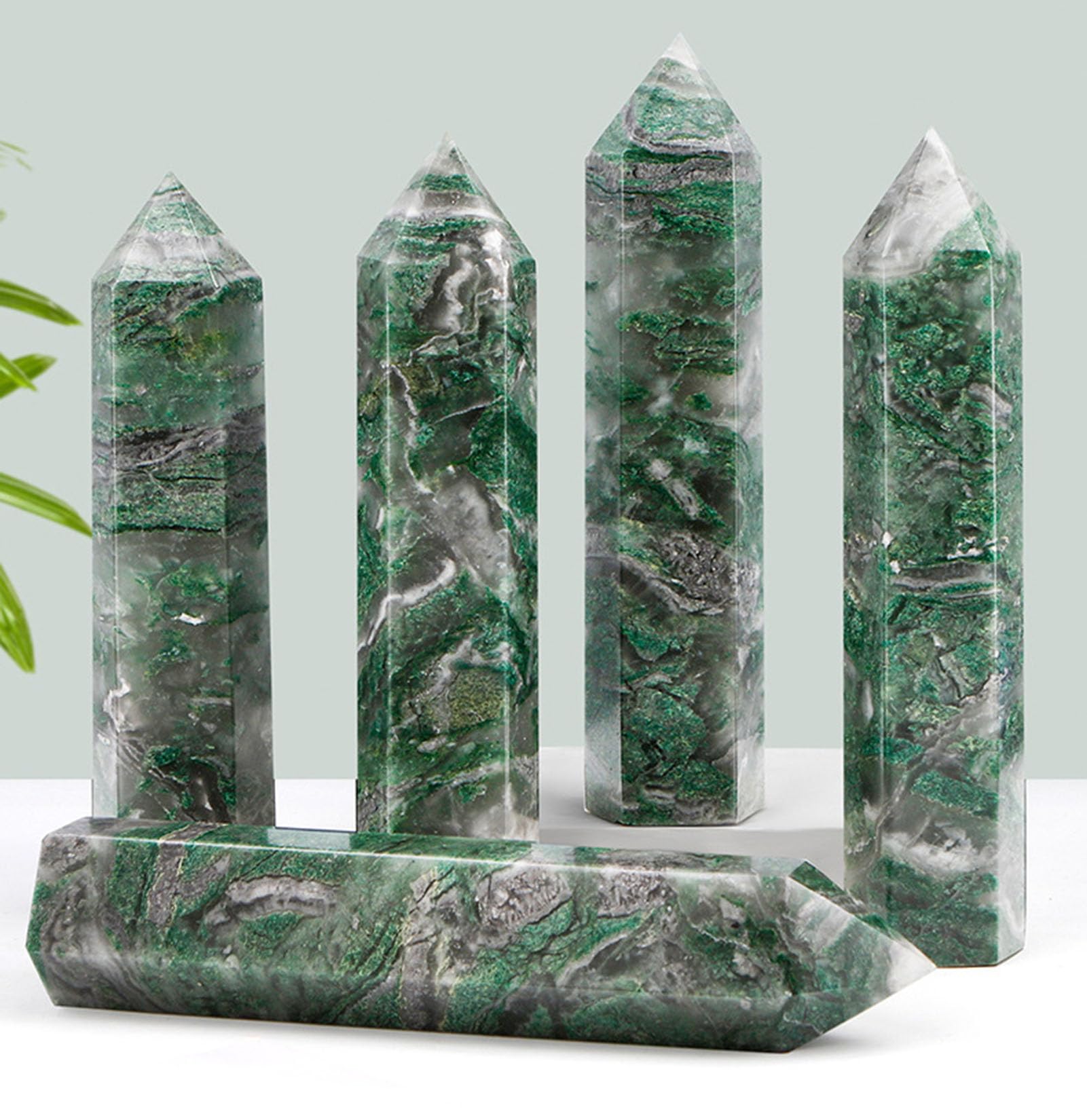 Torre in pietra giada africana naturale, grande obelisco a punta esagonale | Grande pietra smeraldo pietra curativa bacchetta cristallo per meditazione spirituale, decorazione per casa con pietre