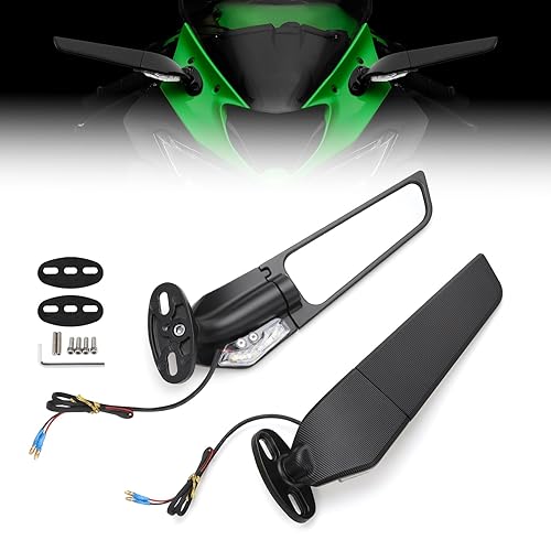 Motorcycle Mirrors with White LED Turn Signal Lights Motorcycle Wing