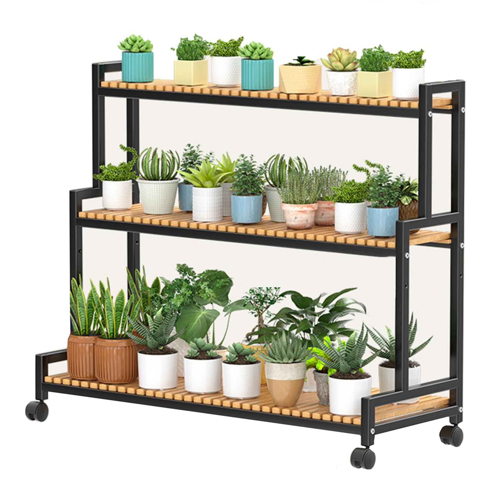 Support à plantes en métal à 3 niveaux étagère échelle pour pots de fleurs intérieur et extérieur