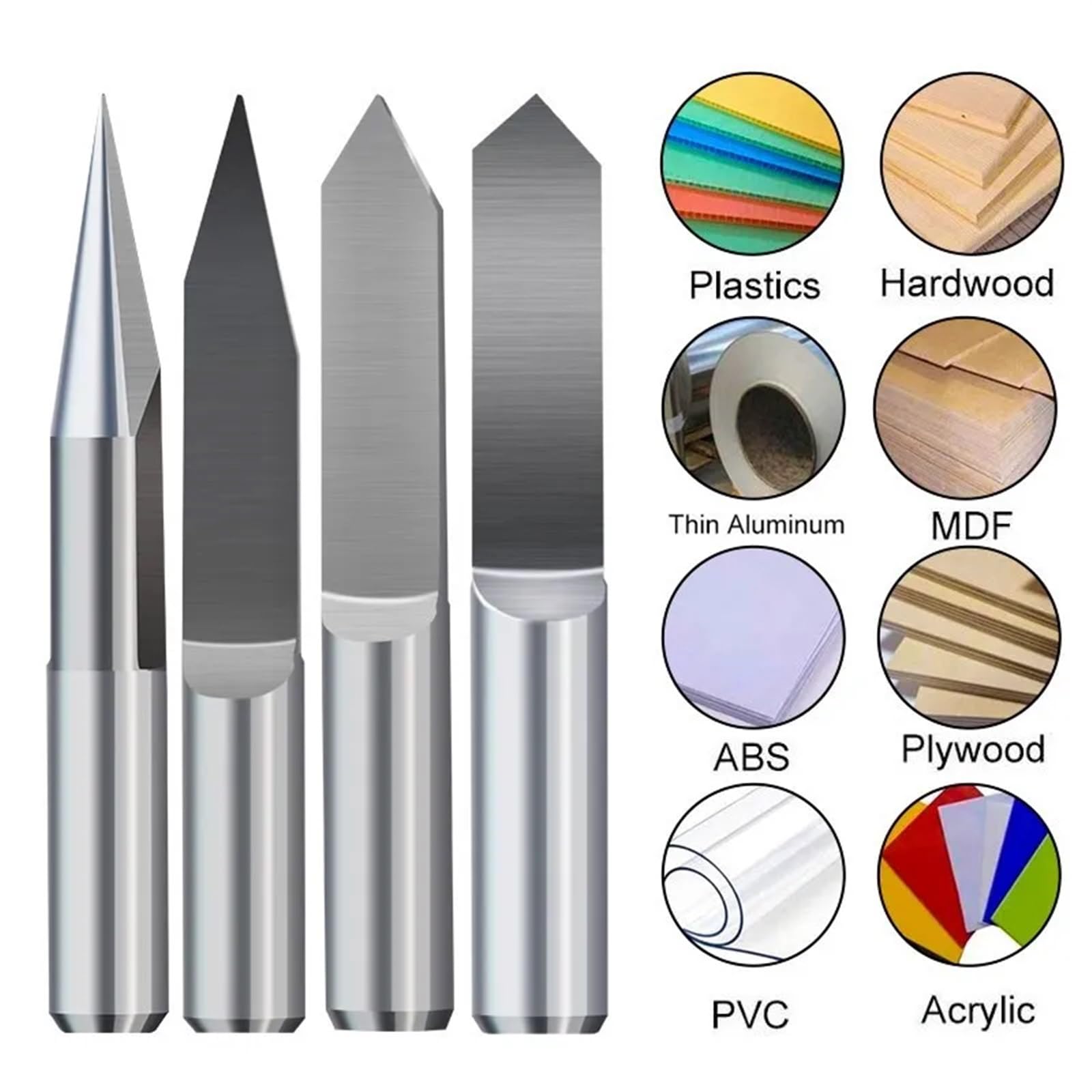 1 Stück 6 mm V-Schaft Form Gravur Spitze flacher Boden 0,1-1,0 mm PCB Gravierspitze 20-90 Grad Carbid CNC Router Fräser (6x0.1x20D)