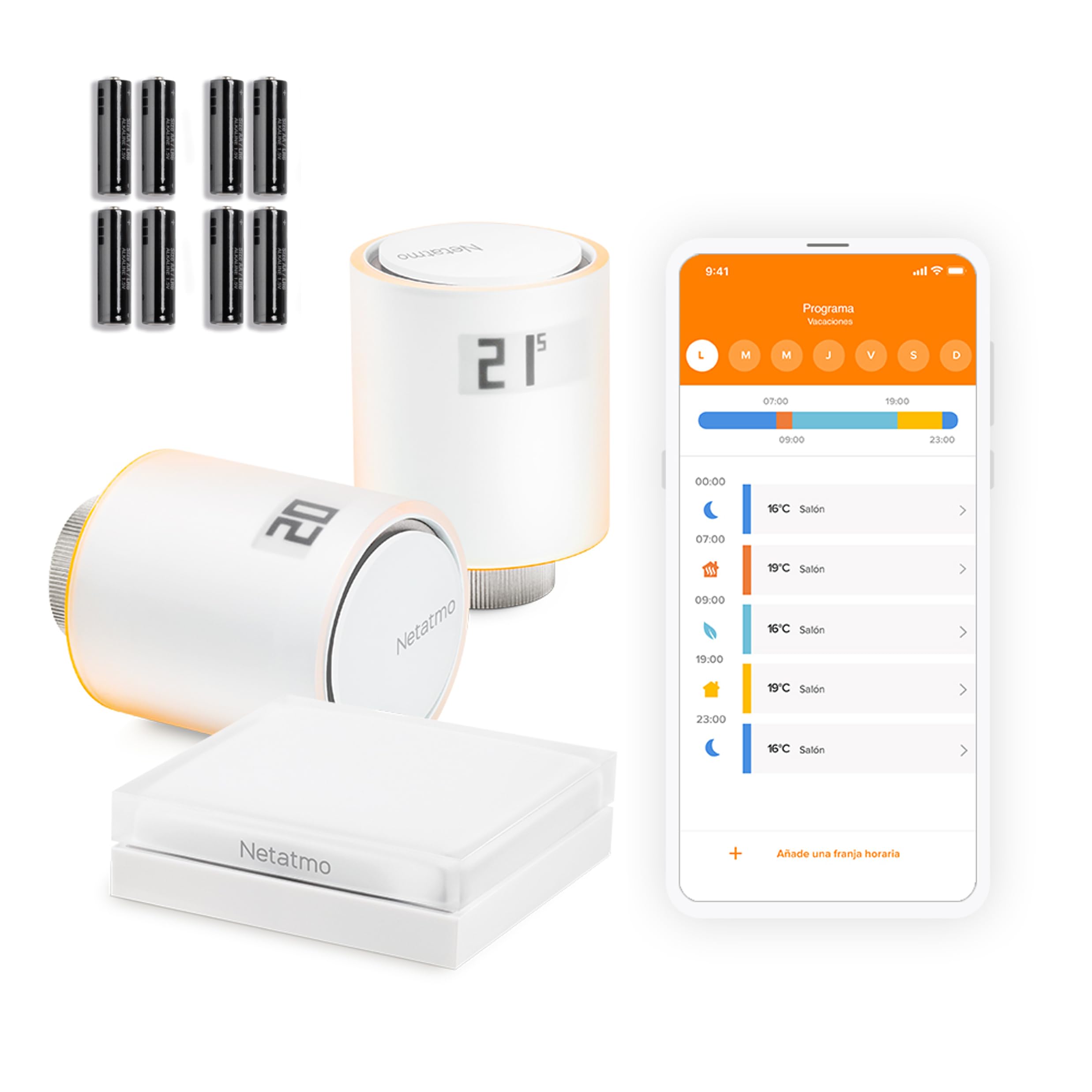 Netatmo Starter Pack Válvulas WiFi Inteligentes para Radiador, Control Remoto|Ahorro de energía, Paquete para calefacción colectiva, Compatible con Amazon Alexa, Apple y Google NVP-AMZ