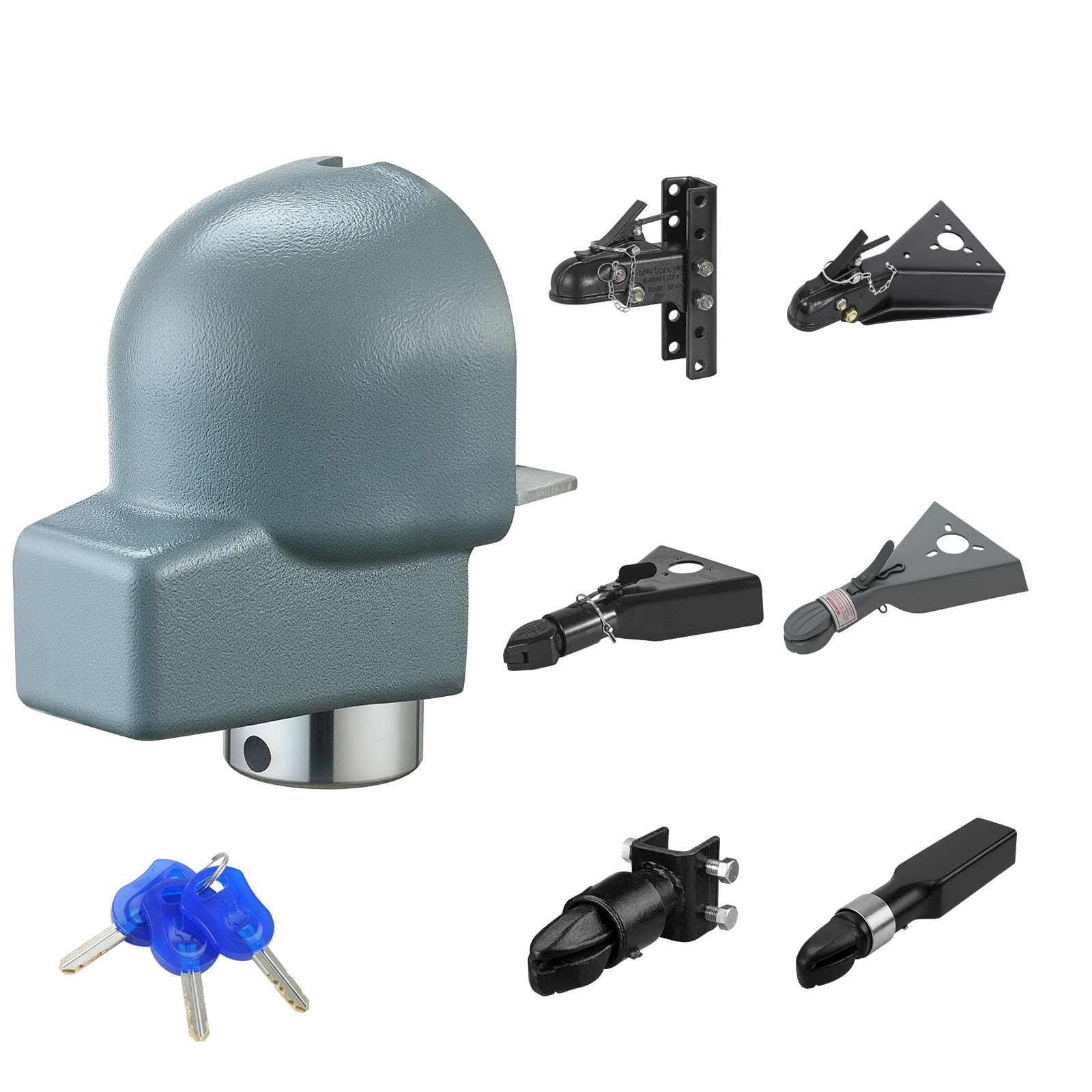 VEVOR Trailer Coupler Lock, Fits 2-5/16-Inch Cast/Bulldog Trailer Couplers, Heavy Duty Trailer Hitch Lock with 3 Keys, Corrision-Resistant, Anti-Theft Coupler Ball Locks for RV, Trailer, Boat, Black