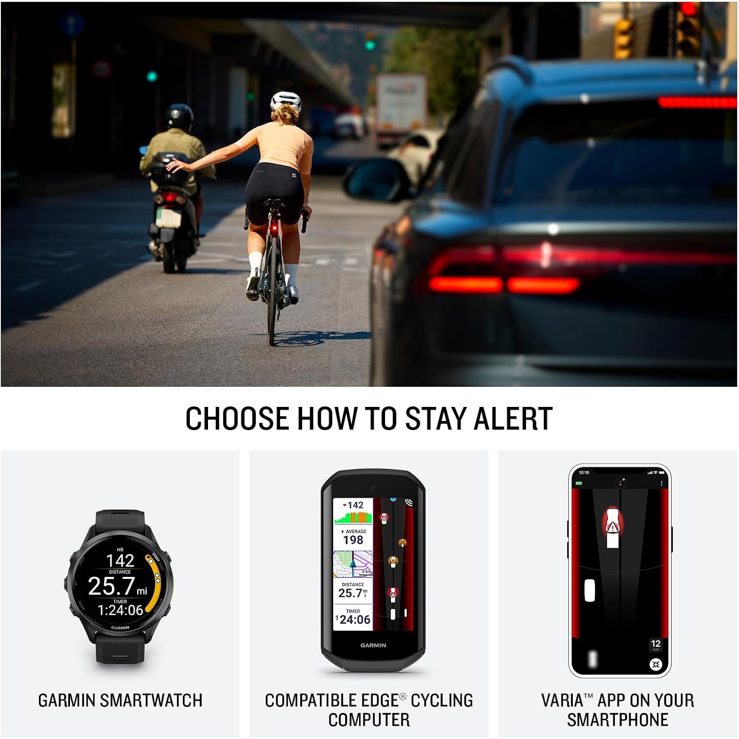 Garmin Varia™ RearVue 820, Advanced Rearview Radar & Tail Light, Enhanced Visibility & Awareness for Cyclists, Advanced Vehicle Tracking & Brake Light, Up to 24 Hrs of Battery Life in Day Flash Mode