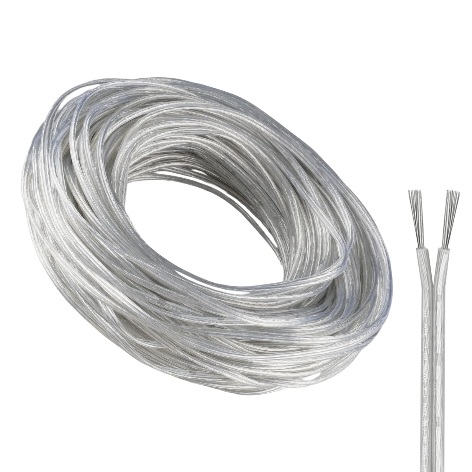 ZoZoMaiy 10 Meter 2 Core Transparent Cable, Electrical 2 Core Cable, Flexible PVC Electric Wire, Clear Electrical Wire, Outer Diameter 1.8 * 3.6mm, for Small Appliances Led Solar Lights Wall Lamps