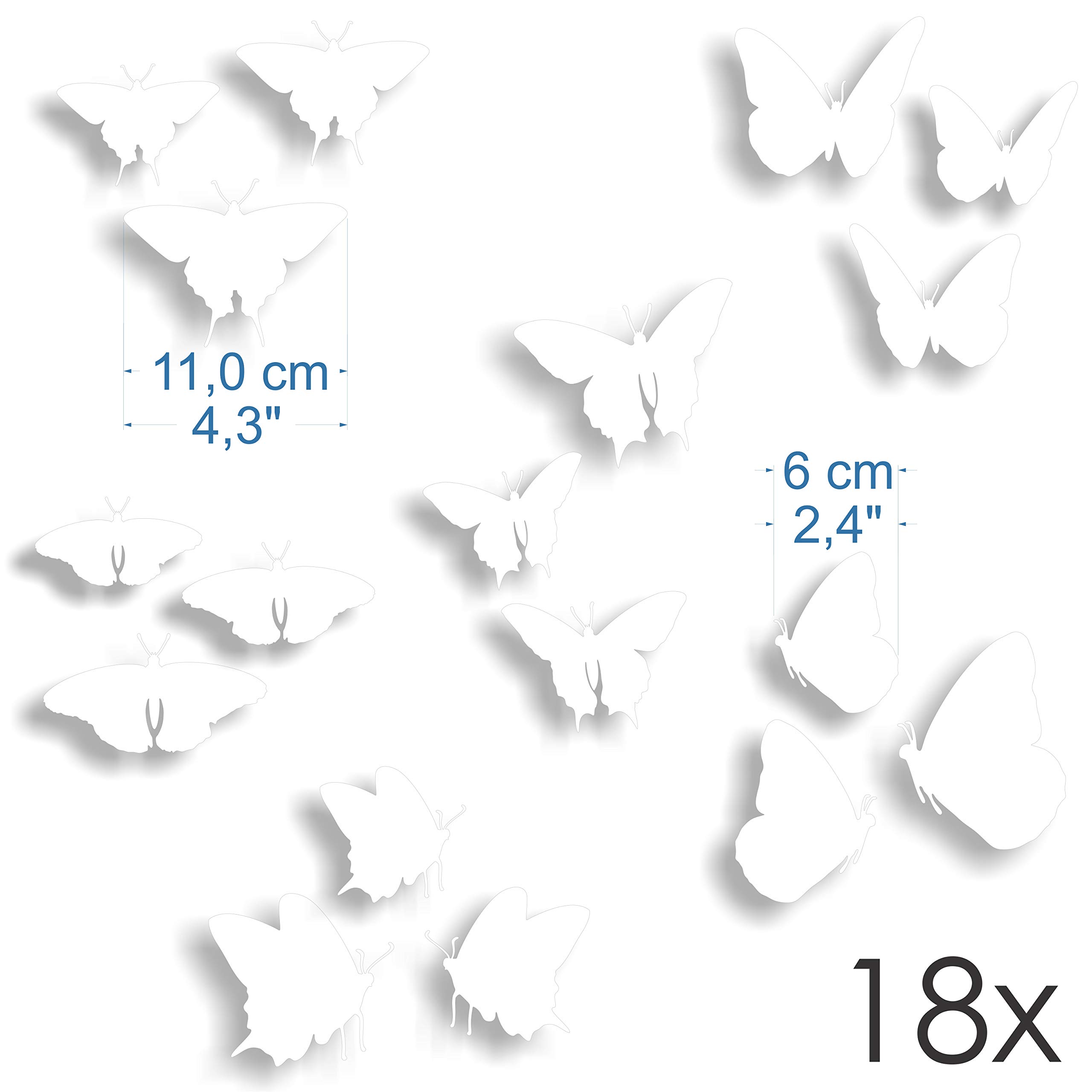 Window Protection Stickers - Anti-Collision Decals to Prevent People and Bird Strikes on Window Glass - Set of 18 Butterflies Stickers - Color: White - Image 2