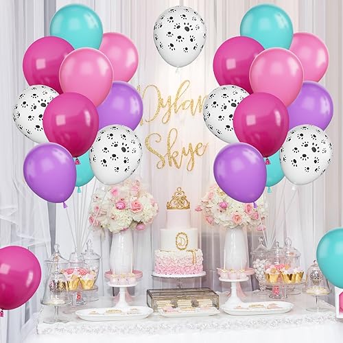 Vista 11 de Globos morados y dorados, 50 globos morados dorados y blancos de 12 pulgadas, globos morados metálicos, globos blancos y morados pastales para Negro