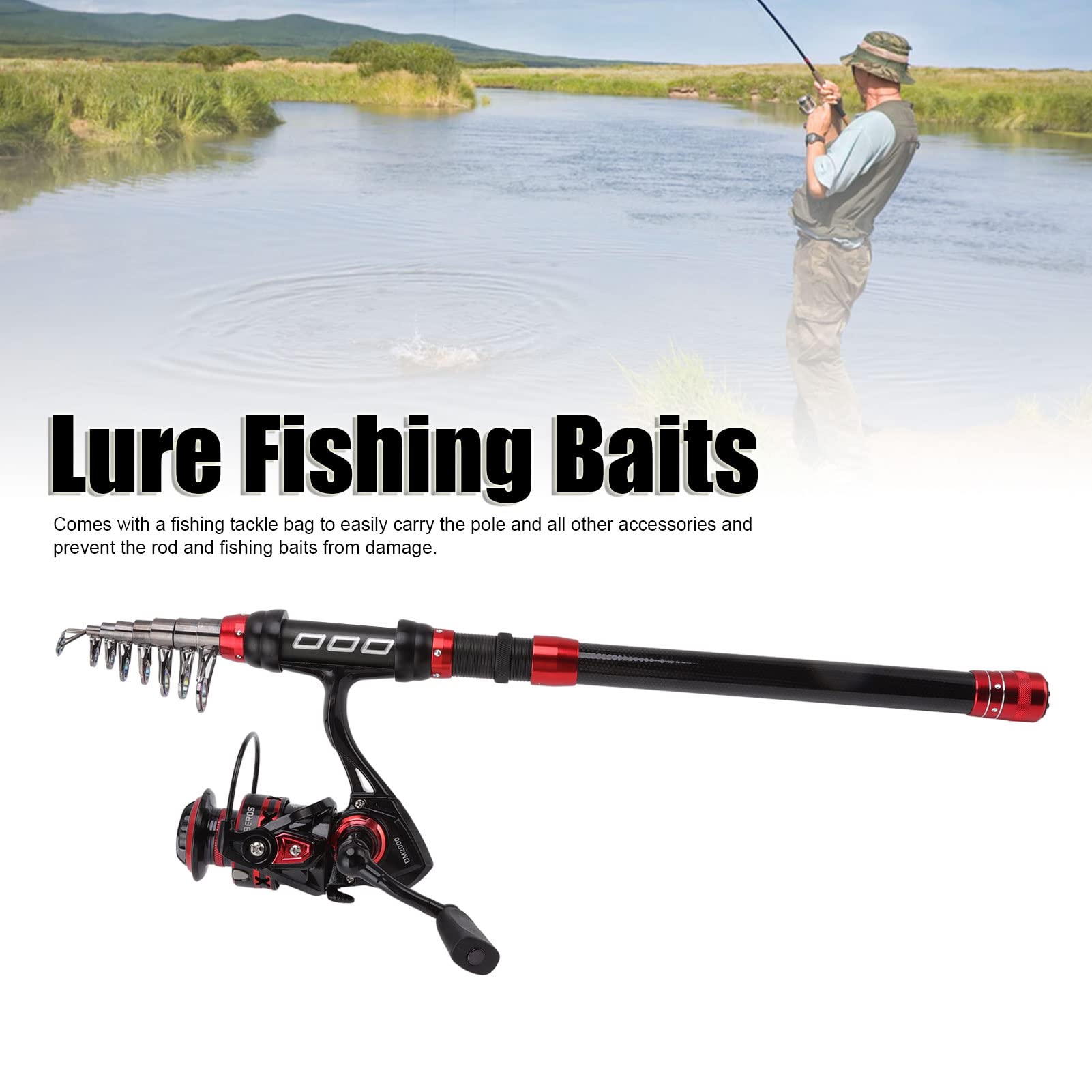 Amazon | 釣り竿セット 釣り竿とリールのコンボ、2.7M 折りたたみ式