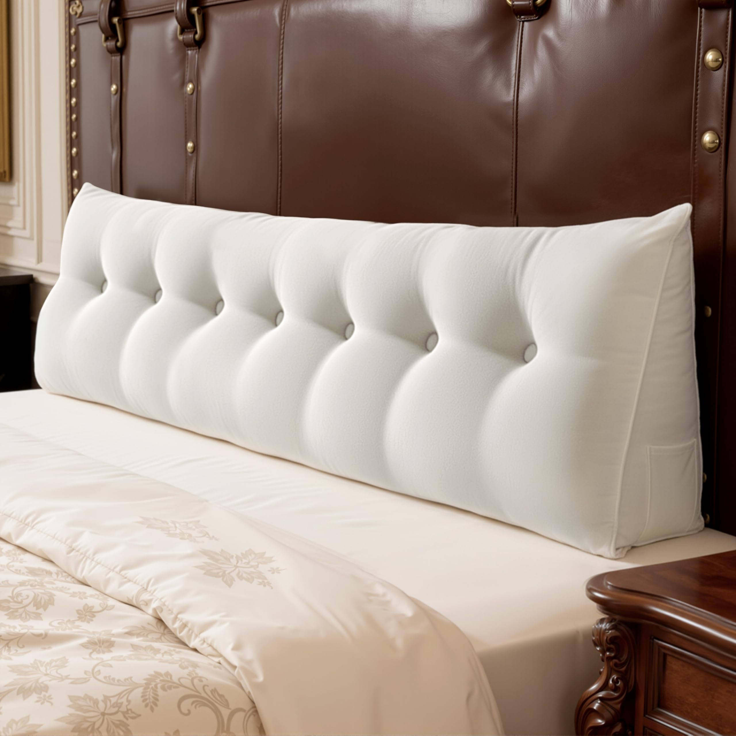 WOWMAX Multifunctional Upholstered Headboard Pillow Caking, White