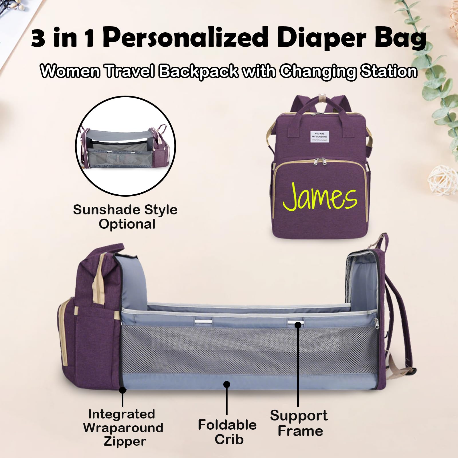 Borsa fasciatoio personalizzata 3 in 1 con fasciatoio multifunzionale, grande borsa fasciatoio per ragazzi e ragazze, portatile, borsa fasciatoio leggera personalizzata
