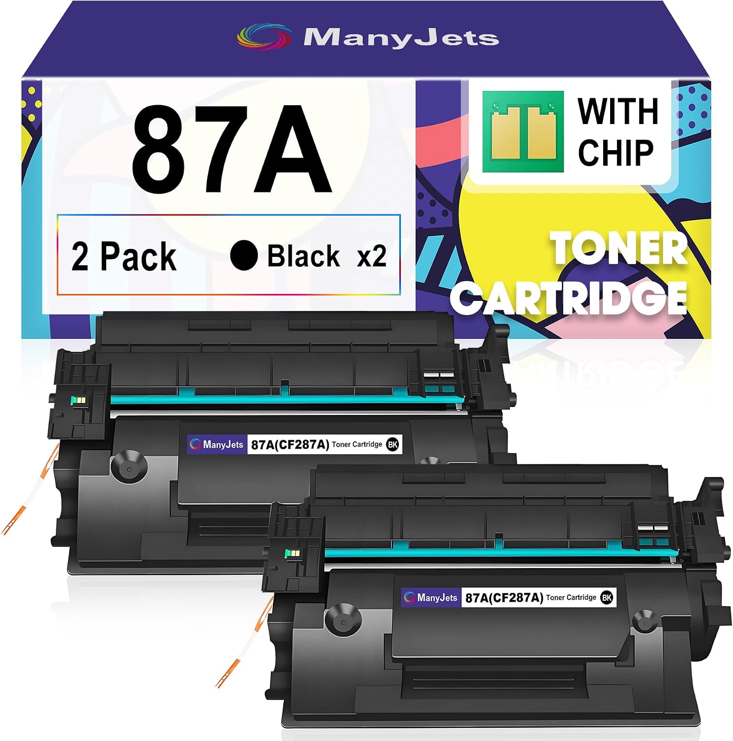CF287A 87A Toner Cartridge Replacement for HP 87A CF287A for LaserJet Enterprise M506 Series (M506n M506x M506dn), M527 Series (m527c), Pro M501 Series(M501n M501dn) Printer| 2-Pack, Black