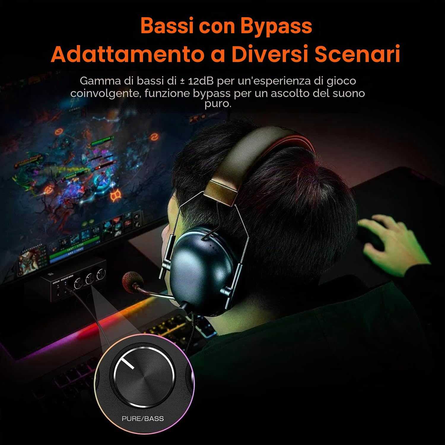 Mini Stereo Gaming DAC con ingresso microfono: amplificatore per cuffie, convertitore USB/ottico D/A, 32 bit/192 kHz audio ad alta risoluzione per PC, PS4, Xbox, Switch (Douk Audio Q2Pro)