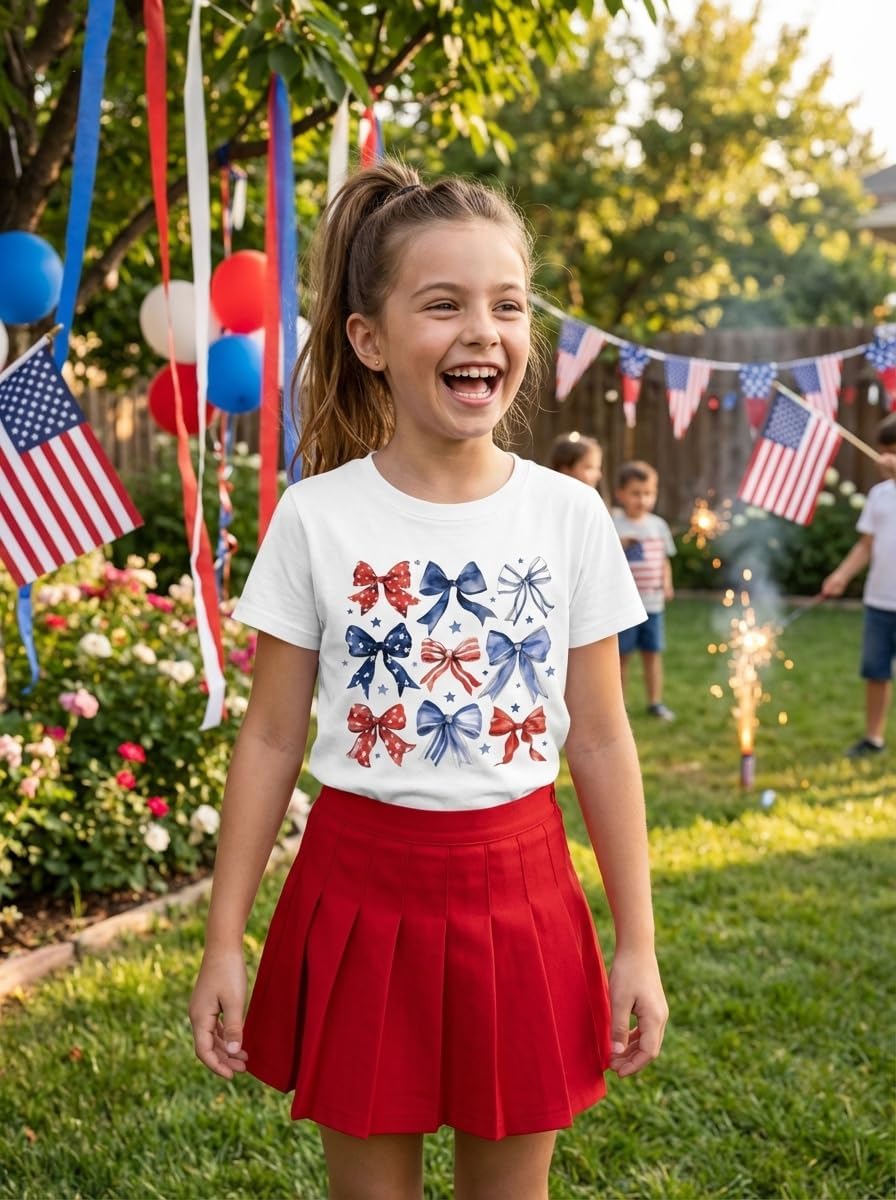 American Flag Crewneck T-Shirt Toddlers Memorial Day Kids Red White Blue Cotton Short Sleeve Tops 2-7t