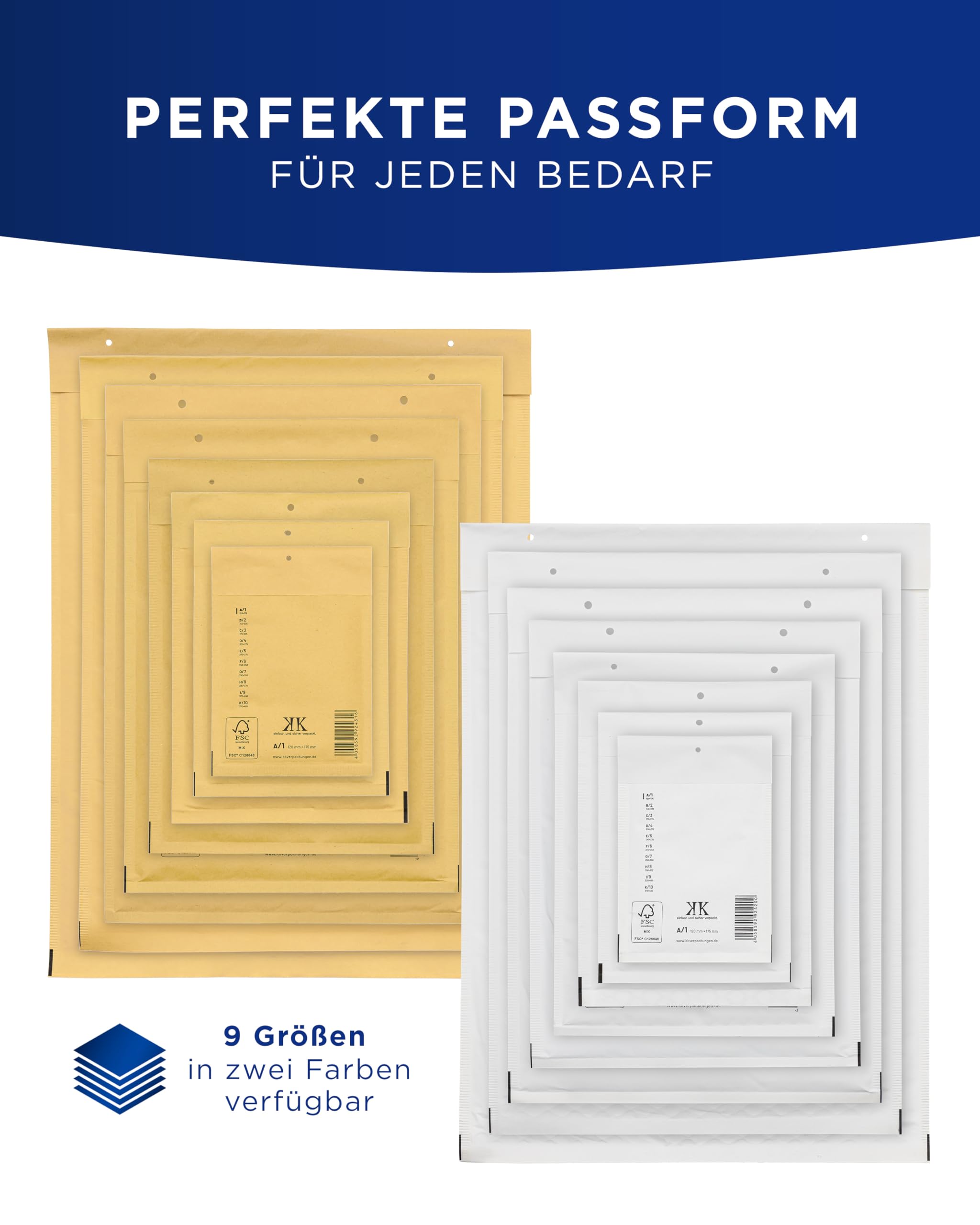 KK Verpackungen 600x Luftpolster-Versandtaschen C3 C/3 170 x 225 mm (Außenmaß) in Weiß | Luftpolsterumschläge Luftpolstertaschen selbstklebend für DIN A5+