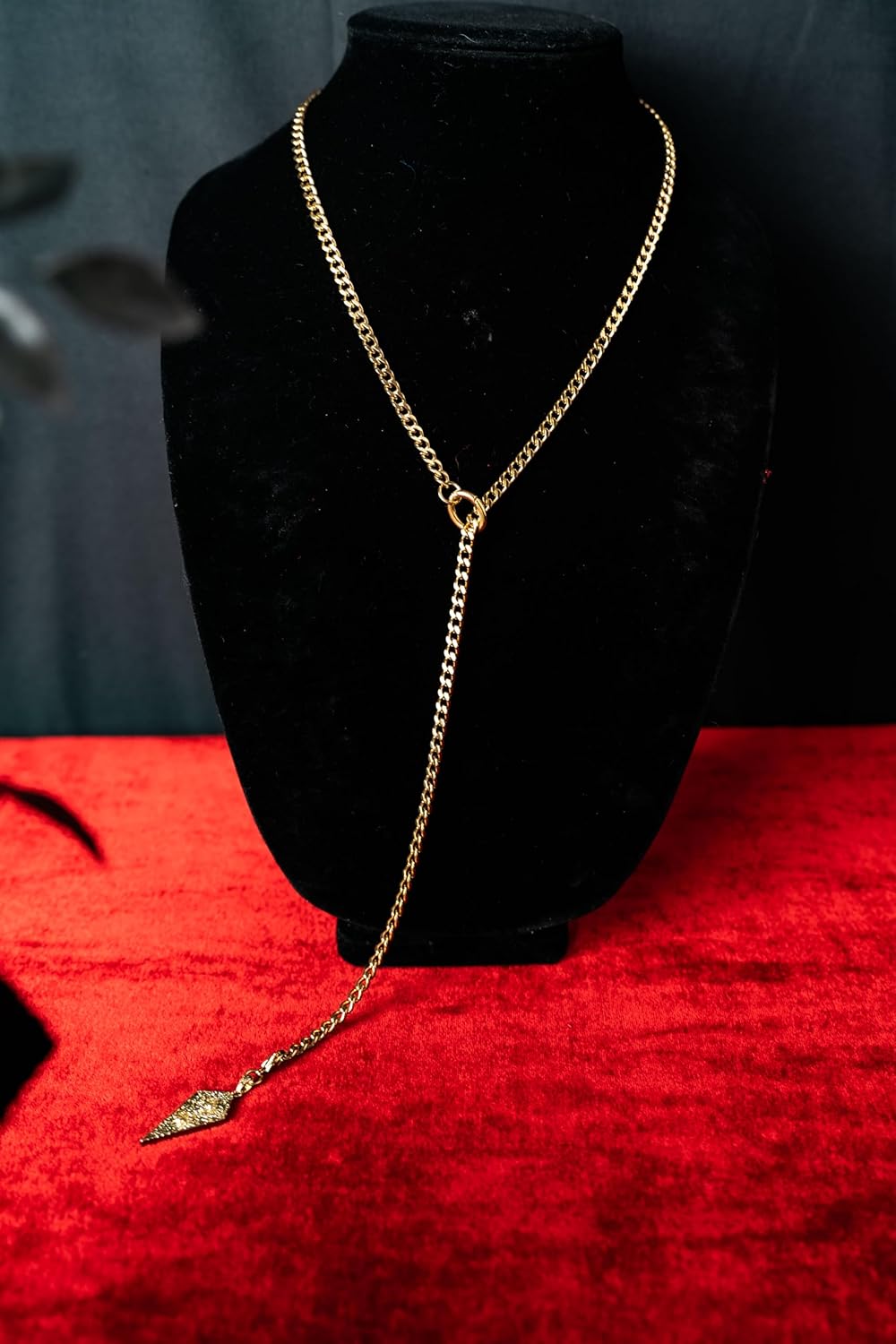 18K Gold Knight's Shield Pendant Necklace, Dainty 27'' Trendy Lariat & Y Slip Chain Necklaces Jewelry Gift for Women - Image 4