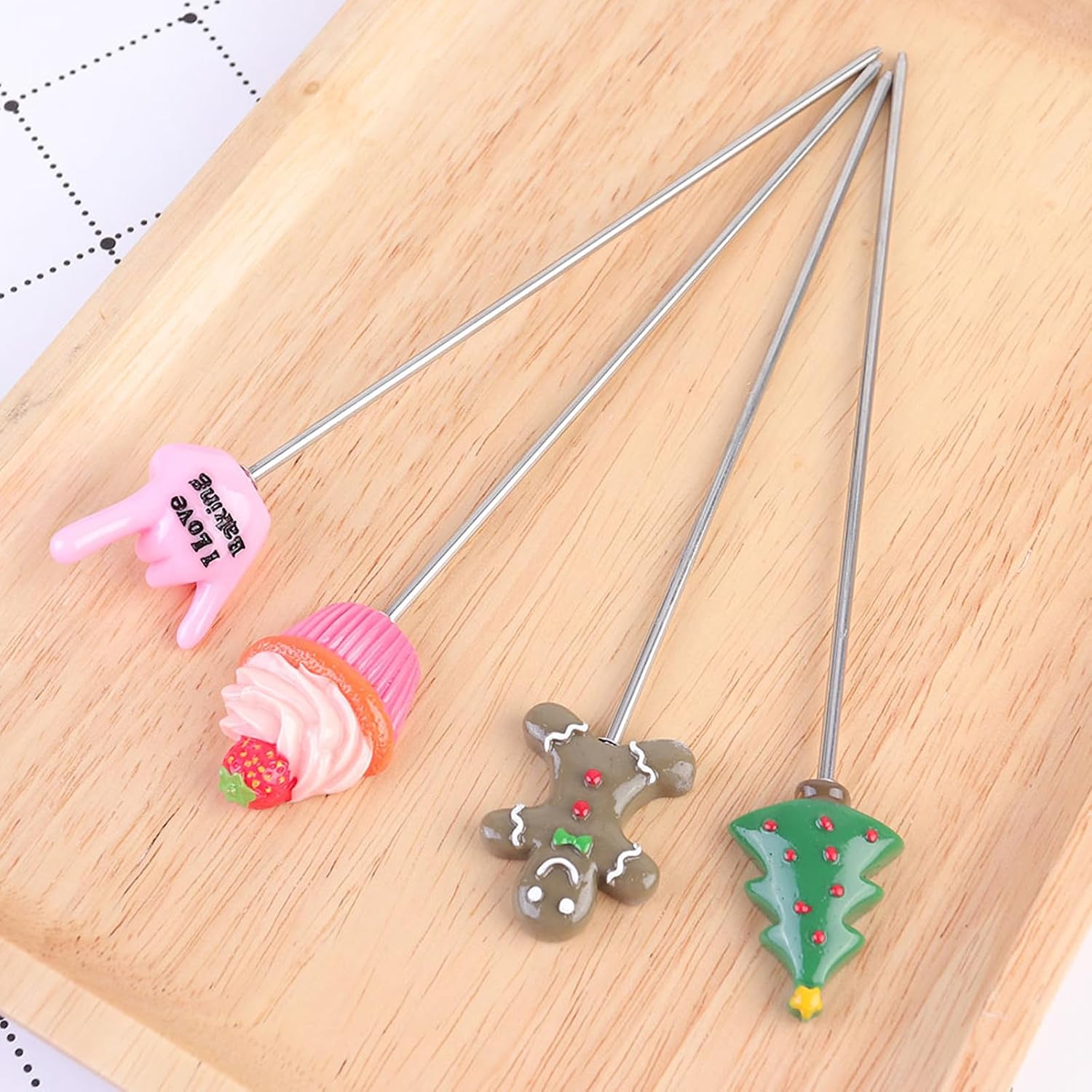 Stainless Steel Cake Test Pin, 4pcs Baking Tester for Cupcake Cake Xmas