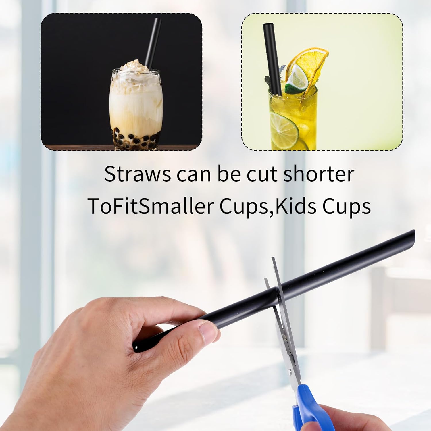 400 Pcs Black Boba Straws Jumbo Smoothie Straws,Individually Wrapped Disposable Plastic Large Wide-mouthed Milkshake Drinking Straws(0.43" Wide X 9.06" Long)