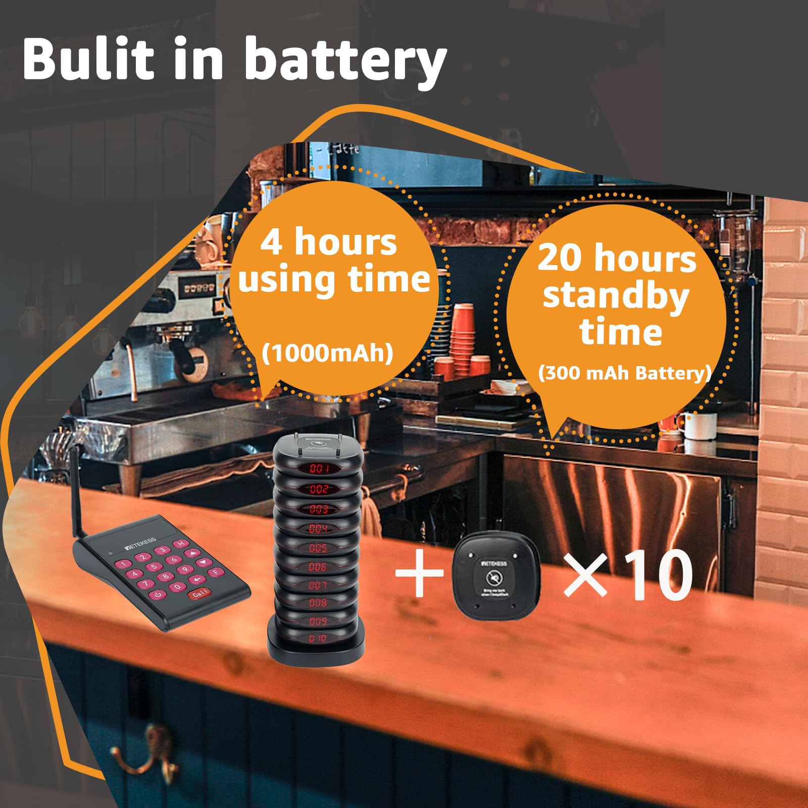 TD157 Restaurant Bipeur, Ssystème D'Appel Sans Fil, 16 Pagers