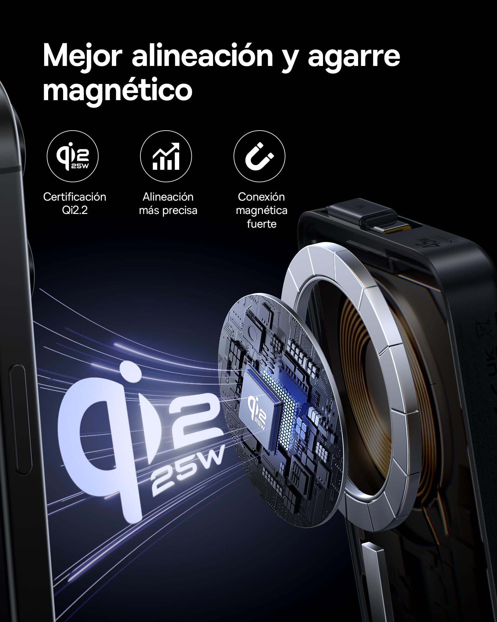 Baseus PicoGo Qi2.2 Certificado Batería Externa Portatil, PD USB-C 45W, Power Bank Magnetica Inalámbrico 25W, Powerbank 10000mAh Compatible con iPhone 17/16/15/14/13/12/Pro/Pro MAX Series