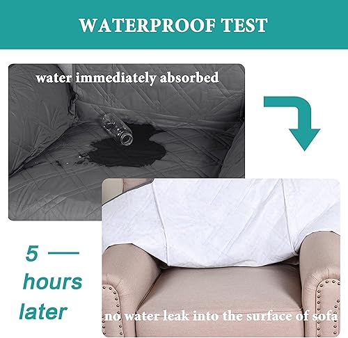 Miniatura 3 de Turquoize Funda para sofá impermeable para mascotas y niños, protector de muebles con parte trasera antideslizante, lavable a máquina.