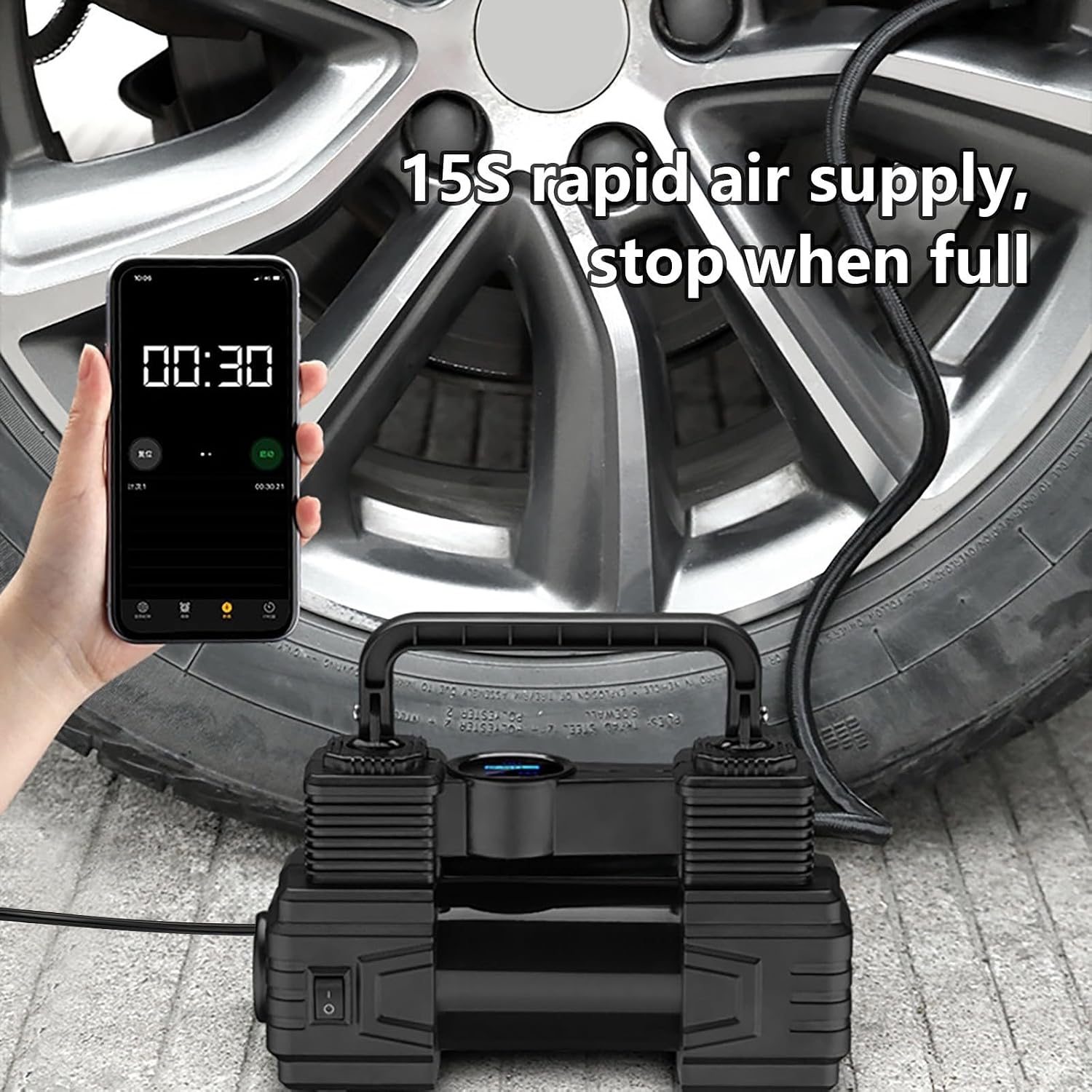 Generic Tire Inflator Air Compressor, 12V 150PSI Car Tire Pump Air Pump with Pressure Gauge, Auto Shut Off for Car Tires, Bicycles, Black