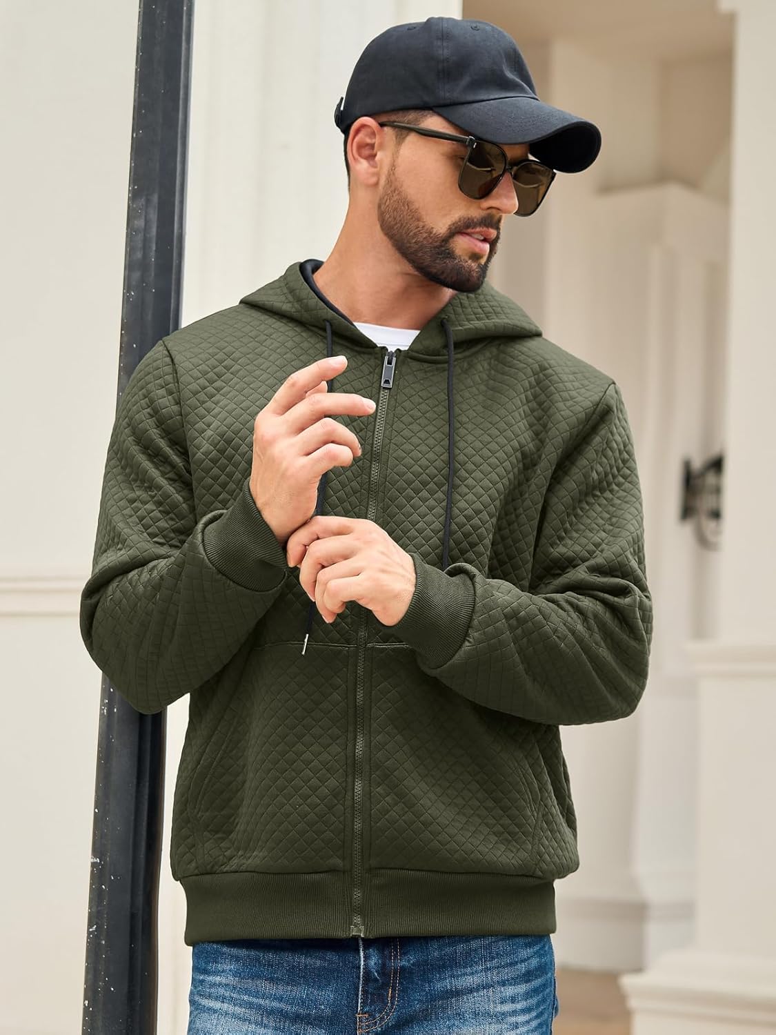 Auxo Mens Zip Up Hoodie Full-Zip Hooded Sweatshirts Heavyweight Sherpa Hoodies Fleece Jackets Winter Warm Coats - Image 5