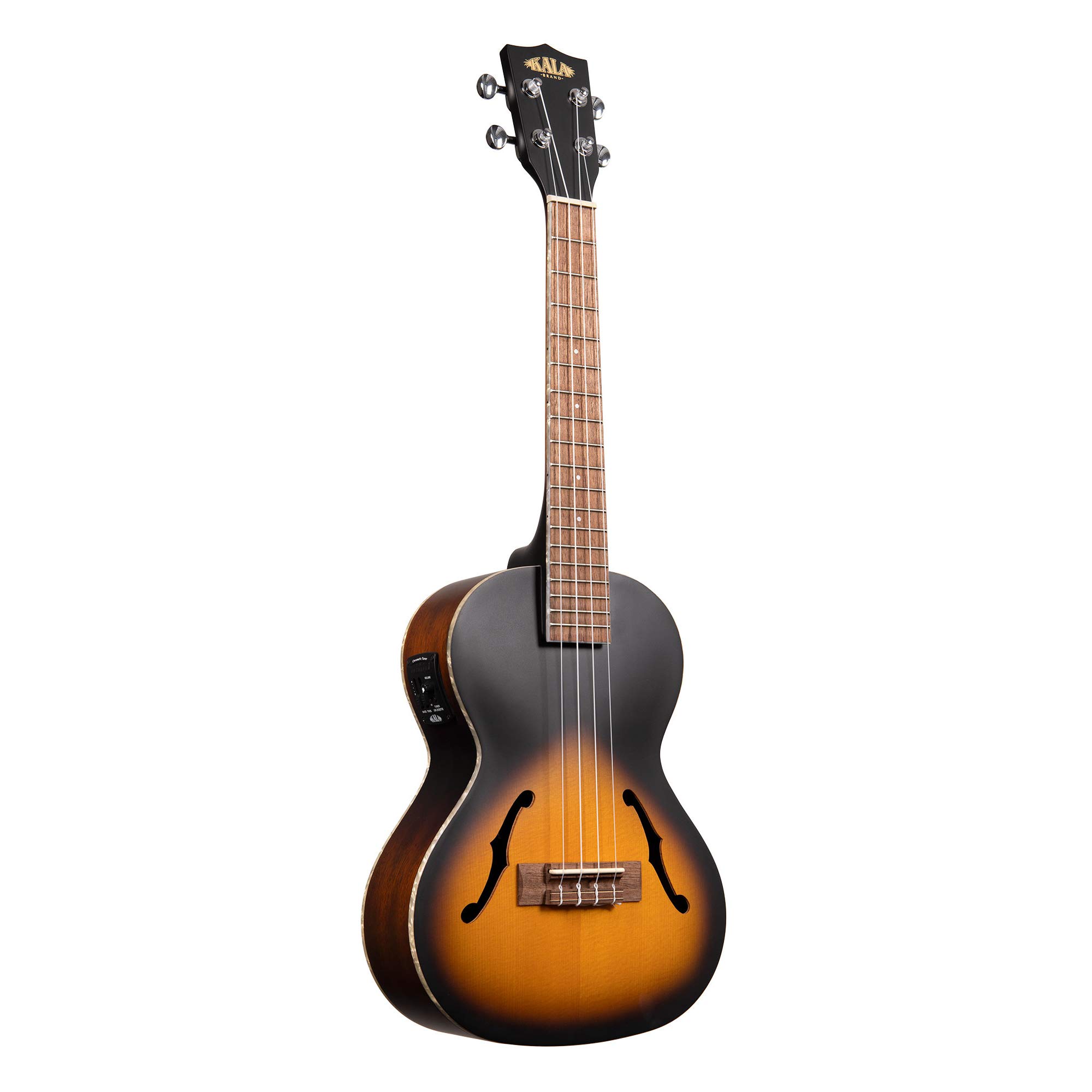 Kala KA-JTE/2TS Tobacco Burst Archtop - Ukulele tenore con EQ e custodia (UC-T)