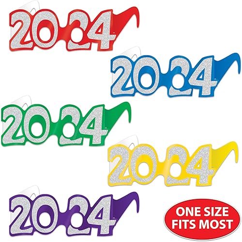 Miniatura 3 de Beistle 50 lentes de papel con purpurina para Año Nuevo 2024, recuerdos de fiesta de graduación, fabricados en Estados Unidos desde 1900