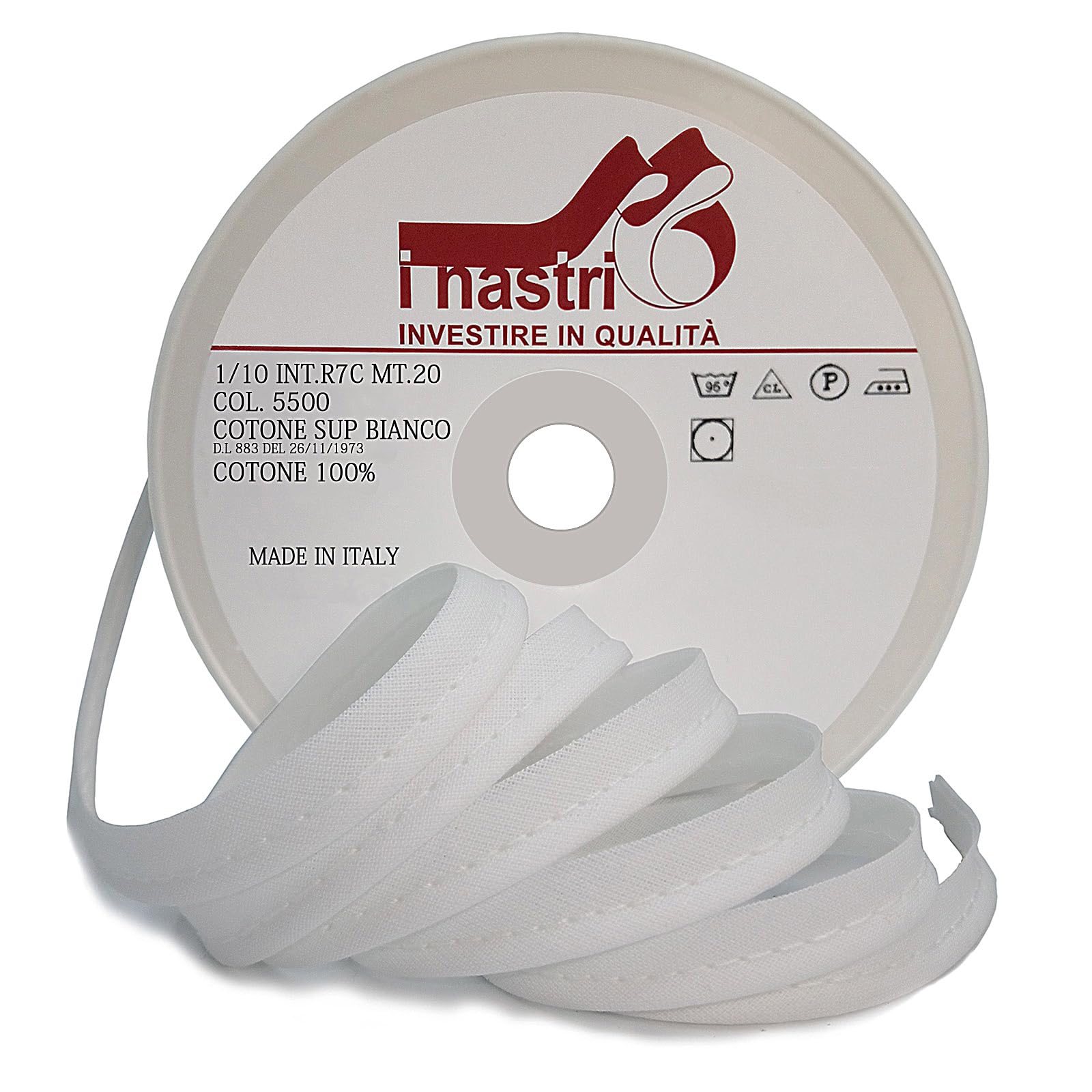 Profilo Piping Cotone 10 Mm In Sbieco - Rocca Da 20 Mt, Per Bordatura Tessuti, Made In Italy - Foto 3