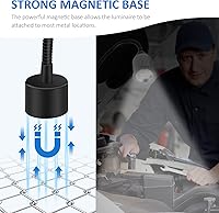 Vista 5 de Luz de trabajo LED de máquina magnética de 10 W con cuello de cisne flexible y base magnética, 1000 lm, lámpara de herramienta de base magnética