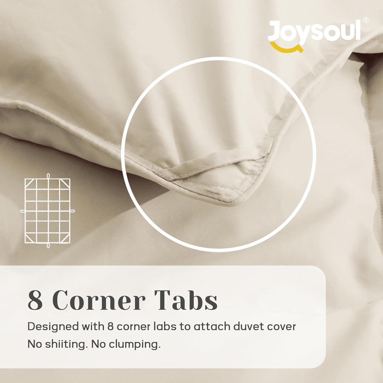 Joysoul Queen Size Down Comforter - All Season Ultra Soft Goose Down & Feather Fiber Fill, Luxury Hotel Cream Duvet Insert with Corner Tabs (88" X 88") - Image 6